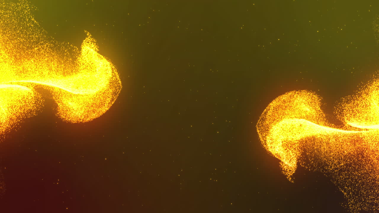 검은 바탕에서 움직이는 밝은 노란색 빛의 트레일의 애니메이션