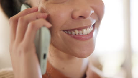 Phone-call,-mouth-and-a-small-business-owner-woman