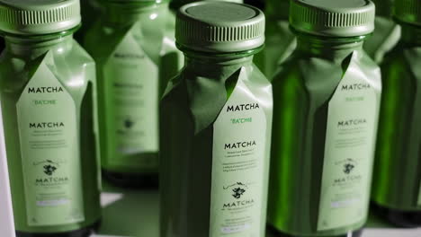matcha tea bottles lined up