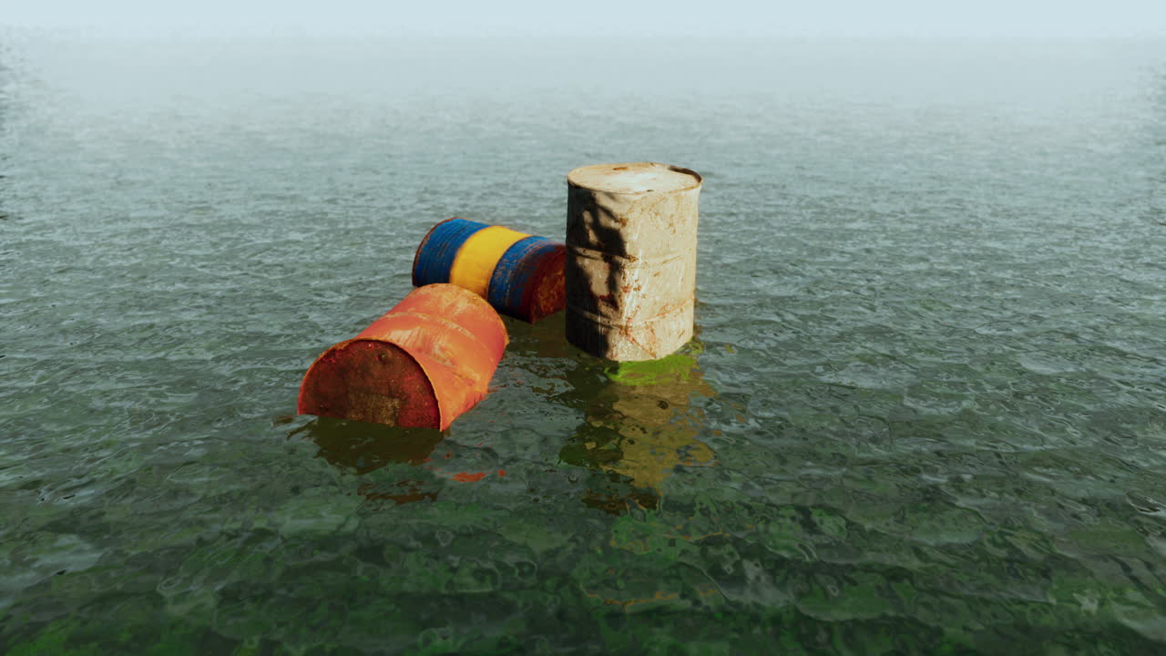 residuos industriales de petróleo dejados en el mar