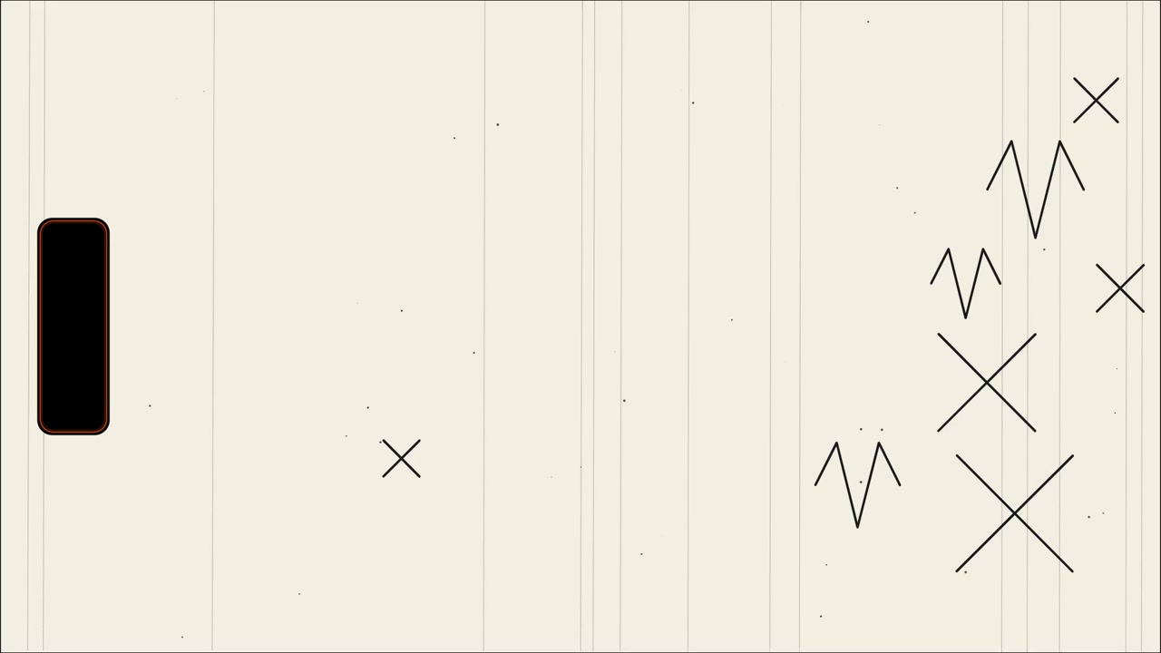 Animazione minimalista astratta con forme geometriche e texture a grana di pellicola