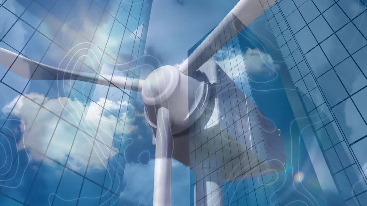 풍차와 파도 위의 선의 애니메이션