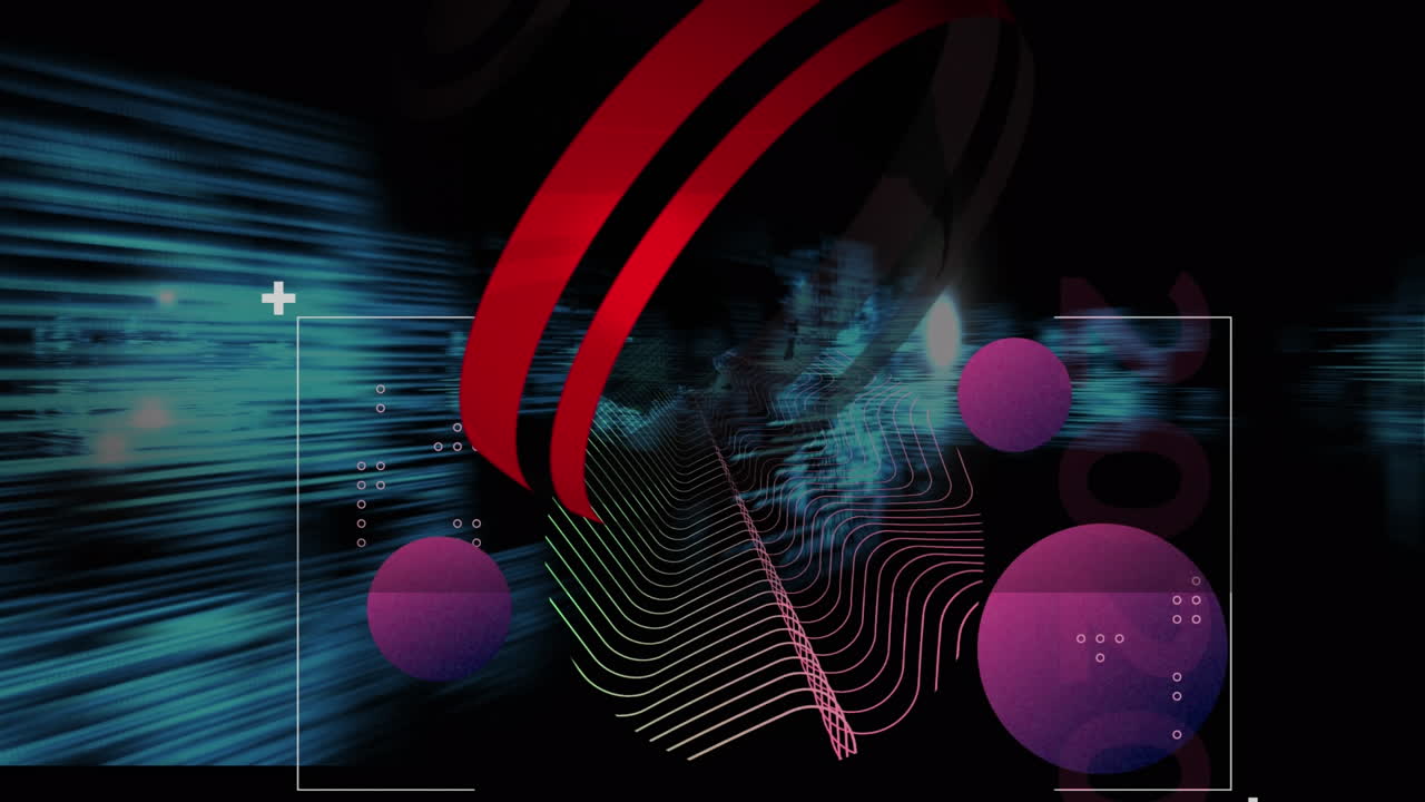 Animation of data processing over globe on dark background