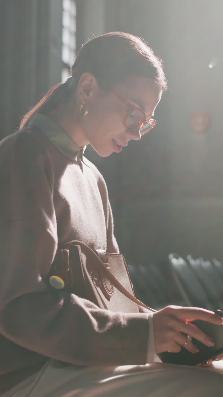 Woman with Glasses and Bag
