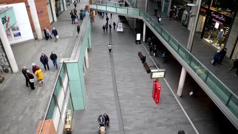 liverpool, united kingdom, march 06, 2018, slow motion shoppers at liverpool one