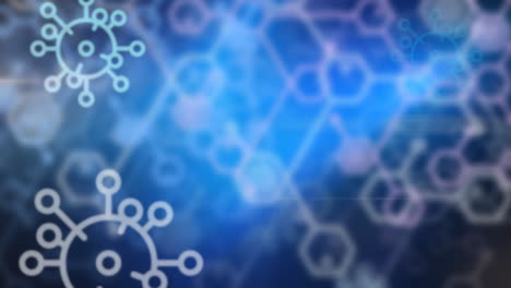 animación de las células del virus sobre la fórmula química en fondo negro