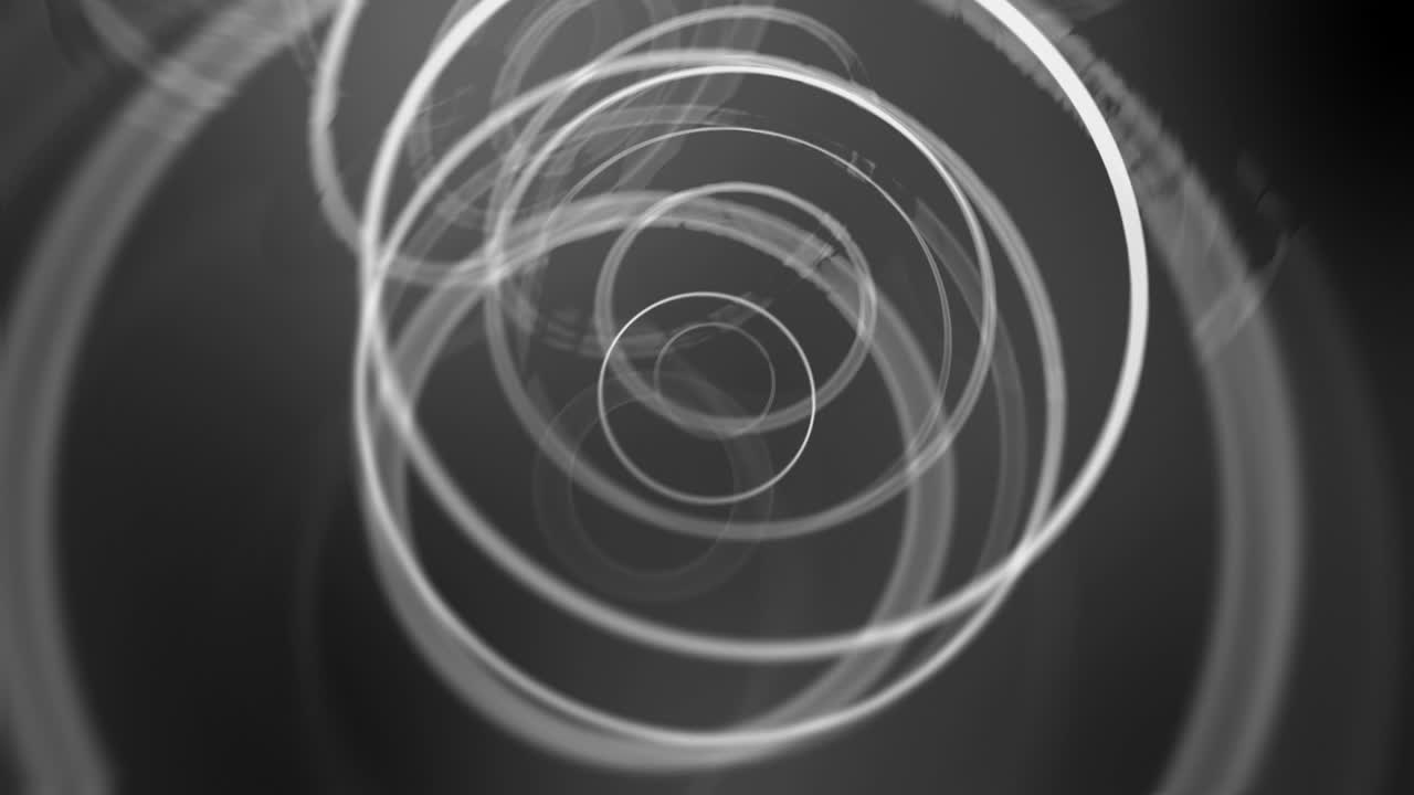 네온 원의 터널은 다른 세계로의 비행으로 검은색과 색의 토러스입니다.