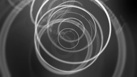 túnel de círculos de neón. toroide blanco y negro como un vuelo al otro mundo.