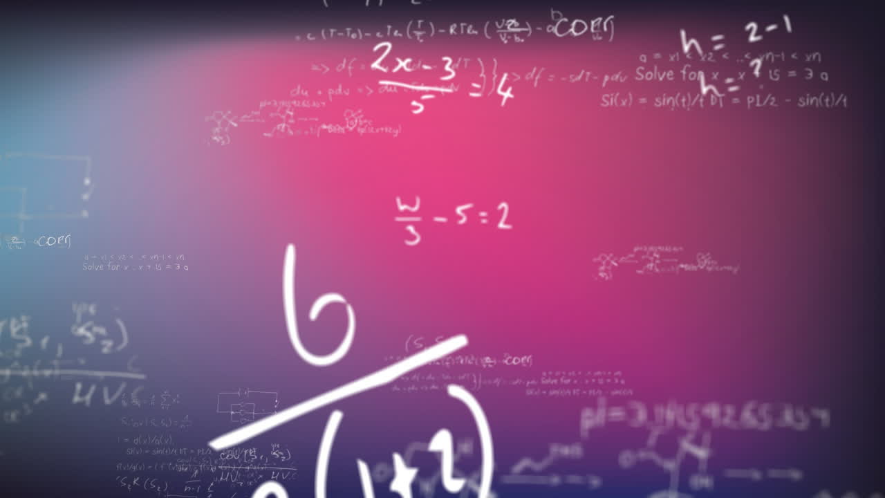 Mathematical equations over animate background.