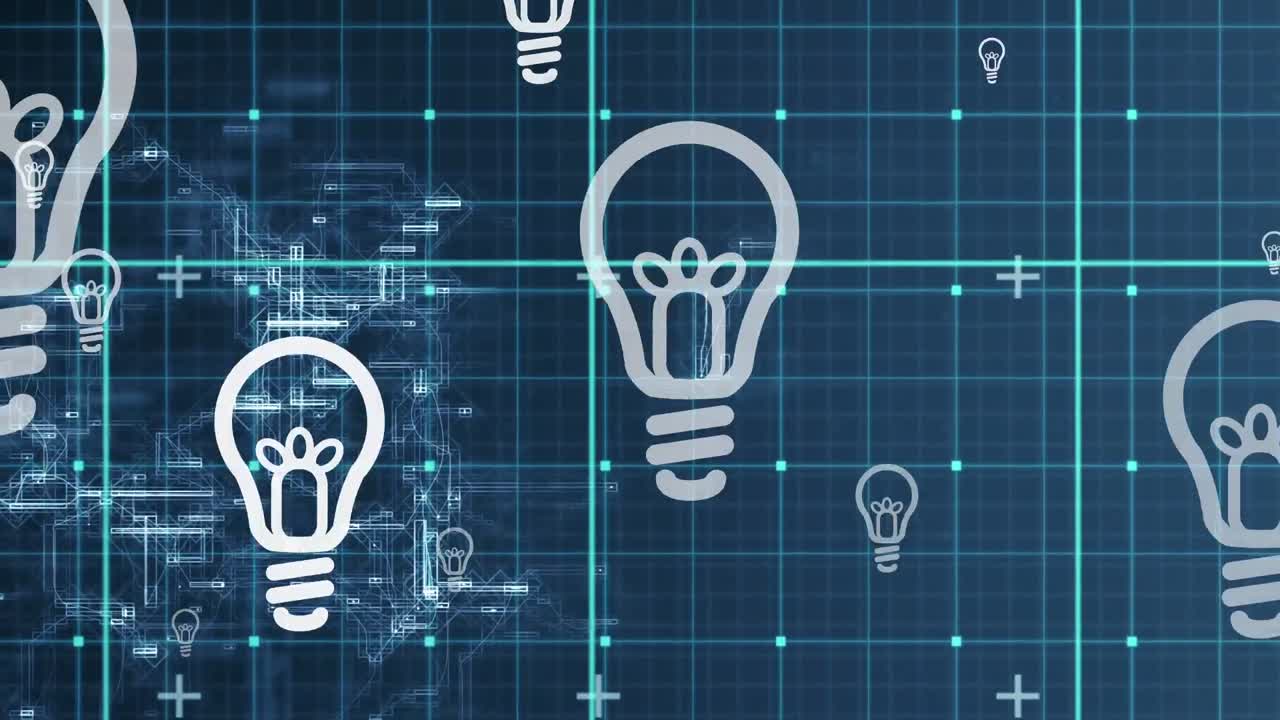 데이터 처리에 대한 전구 아이콘의 애니메이션