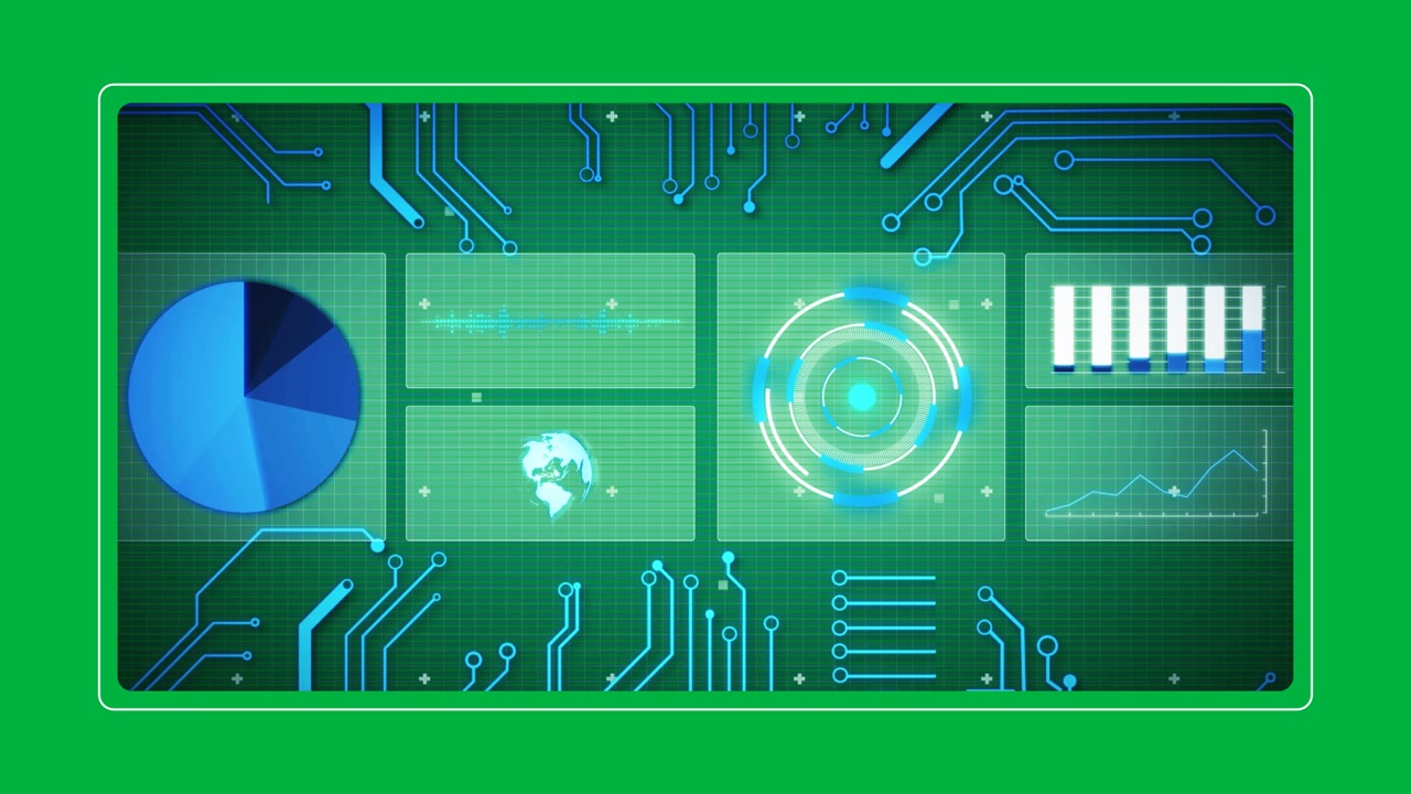 Interfaccia Dashboard Digitale con Visualizzazione Dati e Grafica di Circuiti Stampati