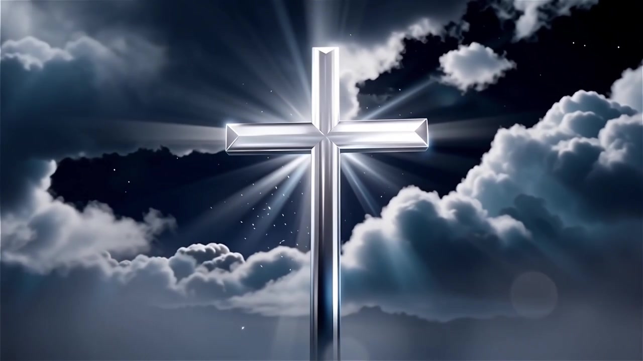 Christian Cross Heavenly Light Worship Background