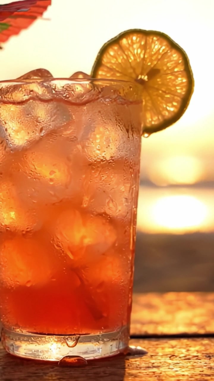 Un Rinfrescante Cocktail Estivo Ti Aspetta: Trasportati in un Paradiso Tropicale con Questa Bevanda Splendidamente Preparata, Unica nel Suo Genere, Rilassati e Assapora le Vibrazioni del Tramonto