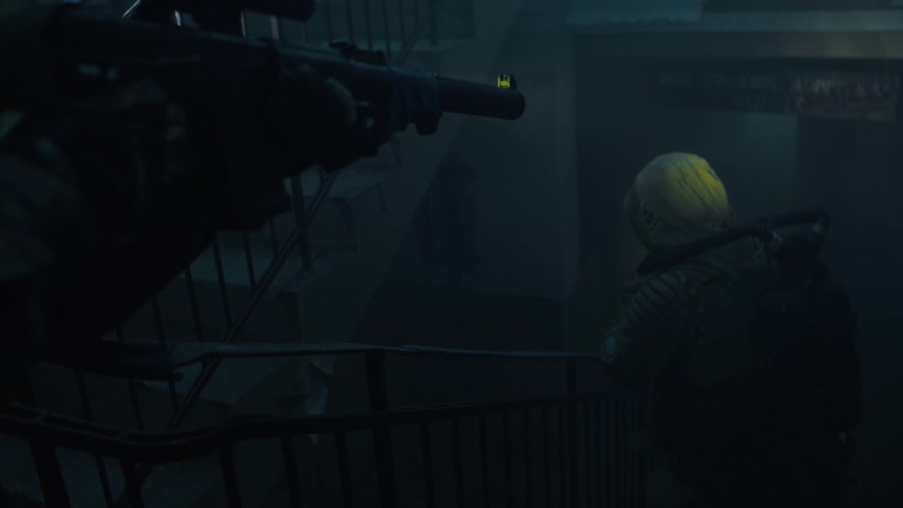 Dark Stairwell Scene
