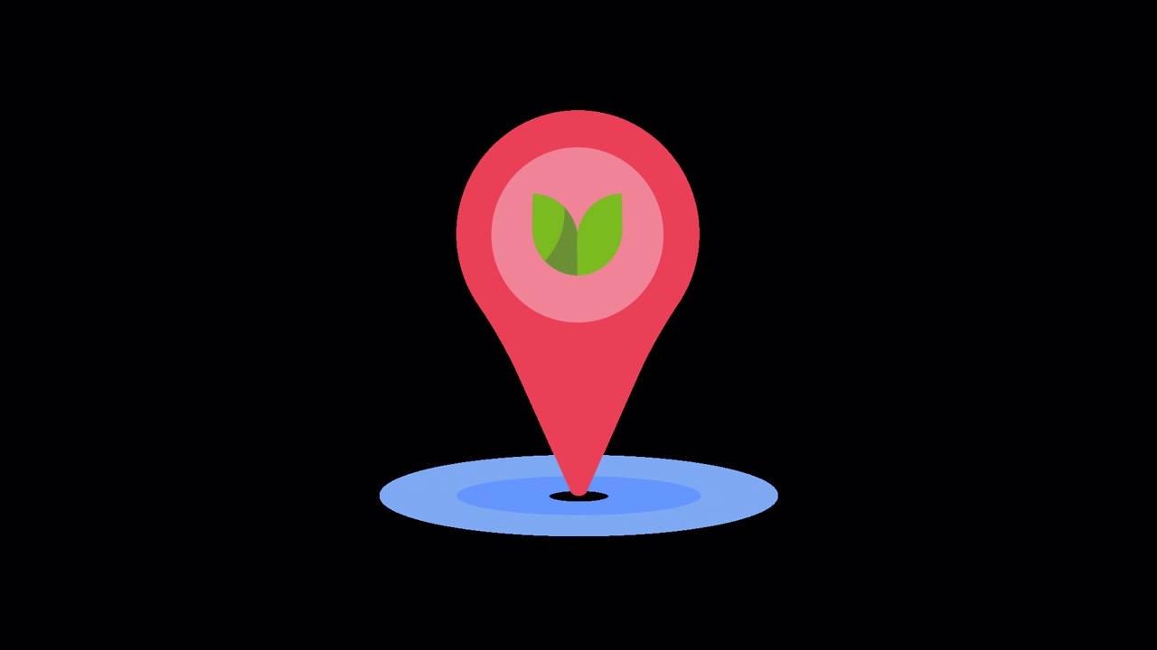 Animated Eco Location Pin with Green Leaves