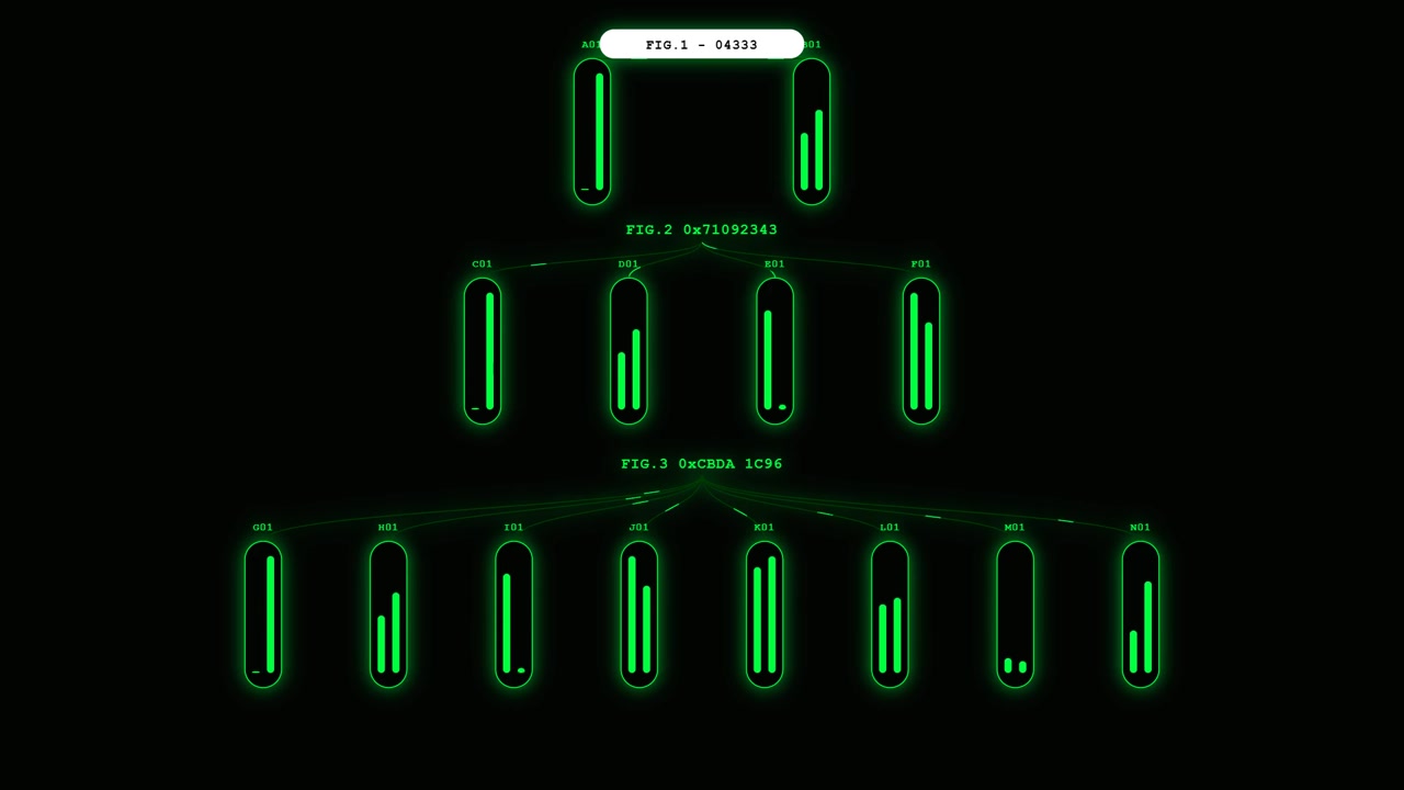Digital Data Flow Visualization with Glowing Green Progress Bars
