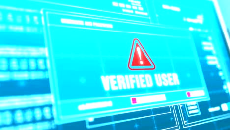 verified user warning notification system security alert error message on computer screen entering login and password .