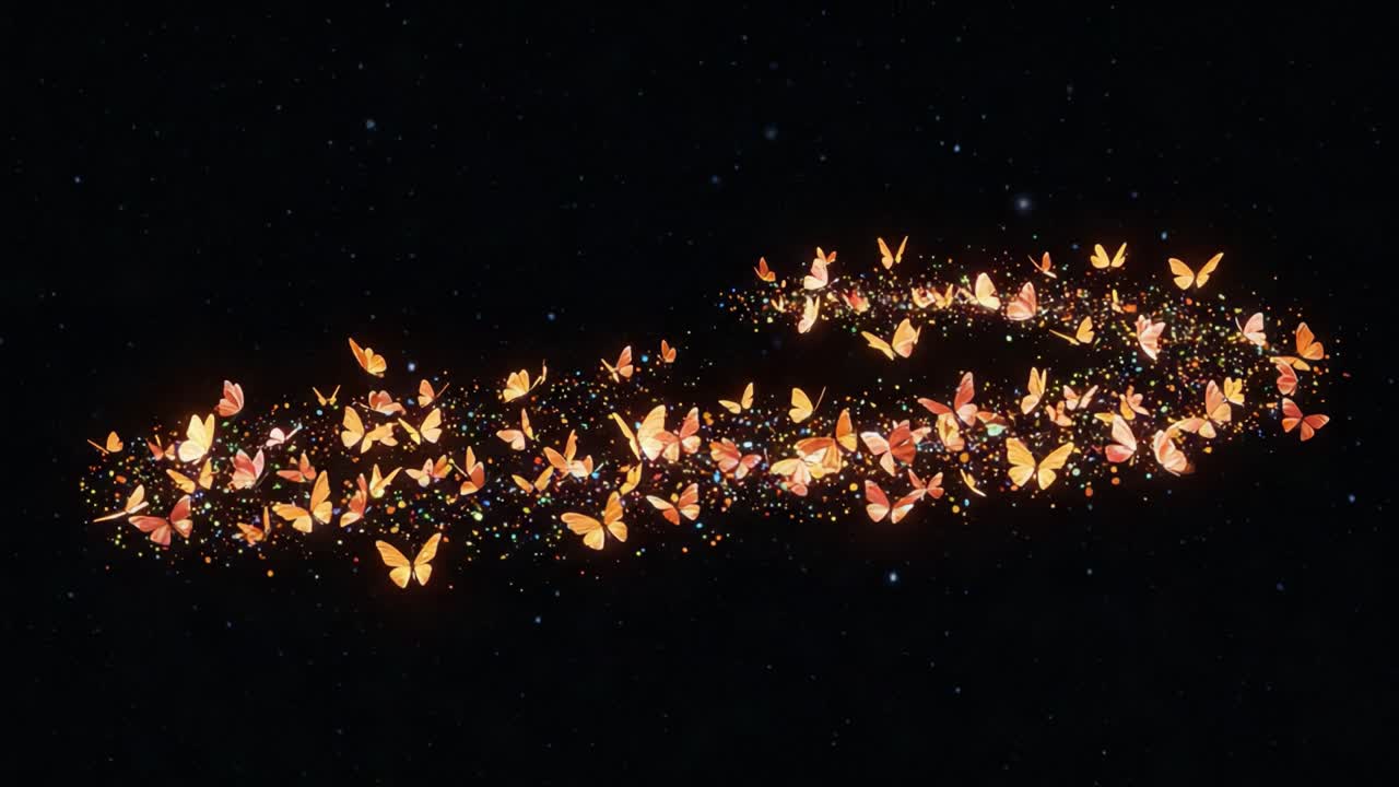 A Captivating Artistic Display Featuring a Whimsical Swirl of Colorful Butterflies Floating Gracefully in a Magical Cosmic Setting