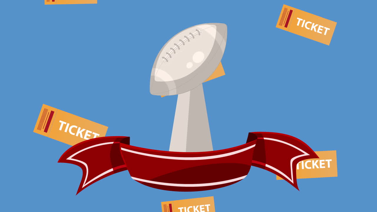 티켓이 있는 아메리칸 볼 챔피언십 트로피