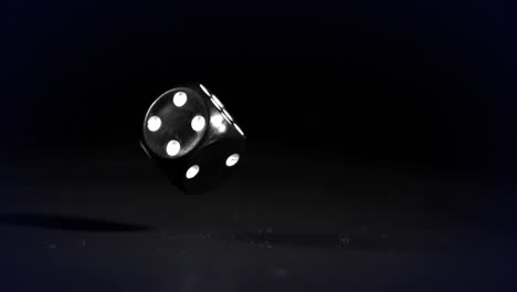 network of connections floating over black casino dice falling against black background