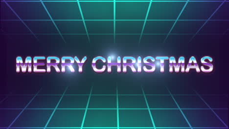 Merry-Christmas-text-with-stars-and-grid-in-dark-galaxy