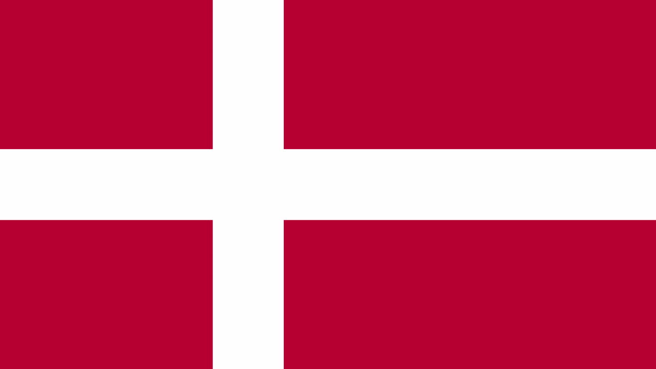 Danmarks flag, der vises under landets navn.