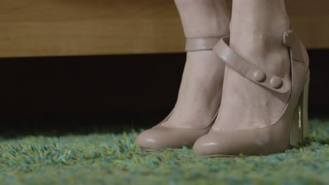 Woman Putting on High Heels