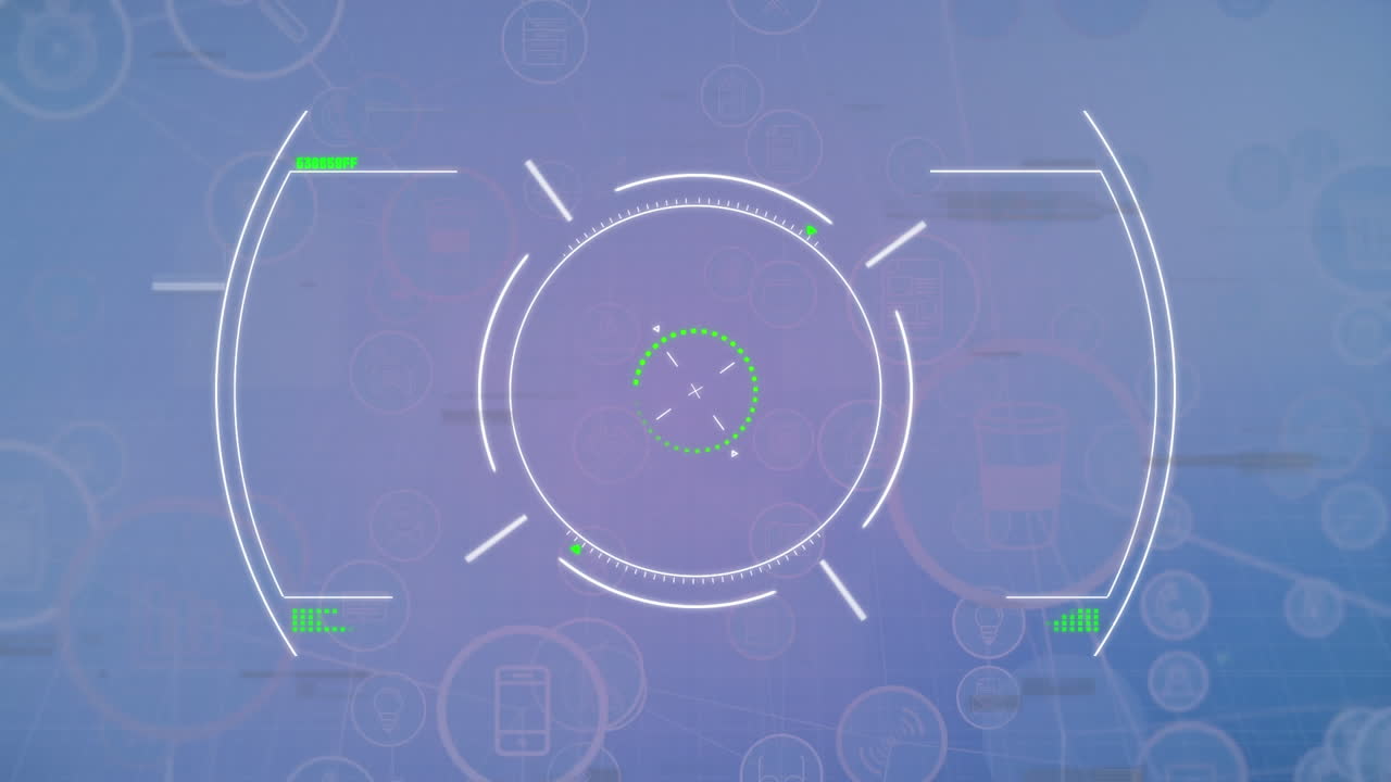 animación del alcance circular y la interferencia sobre la red de iconos de medios