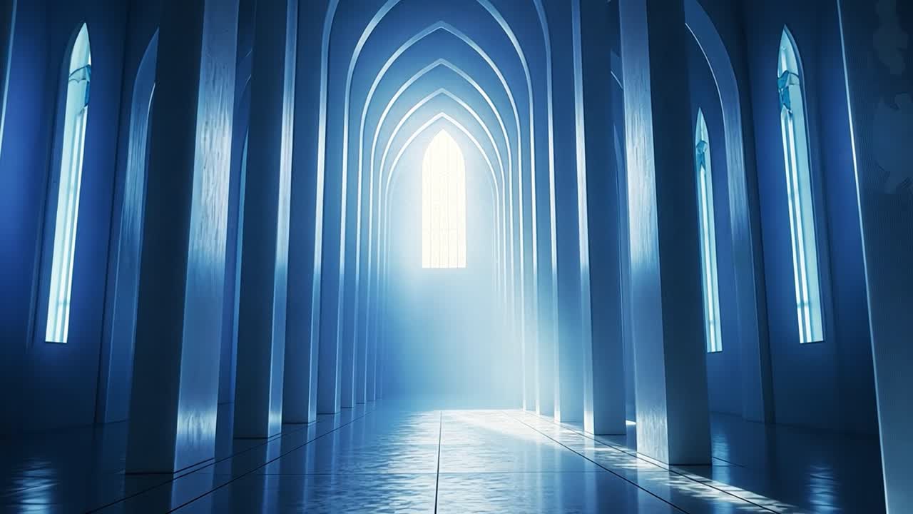 Architectural Hallway with Arches and Light