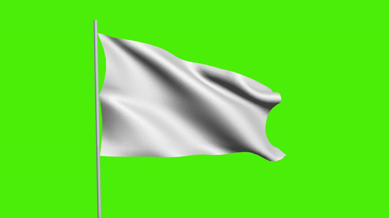 bucle sin costuras 4k vdo. bandera blanca vacía y espacio de copia para el anuncio. maqueta. ilustración abstracta en 3d.