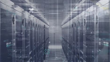 animation of data processing over server room