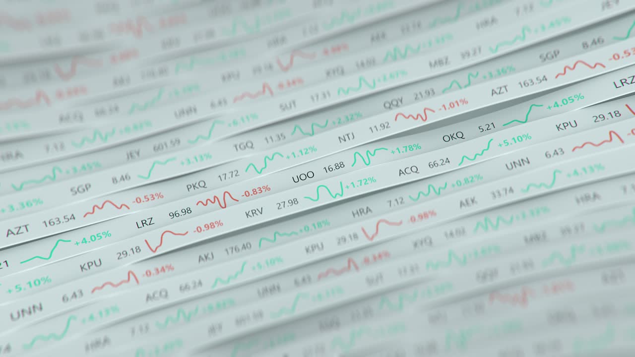 주식시장 가상의 티커 (seamless loop 3d 렌더링 애니메이션)