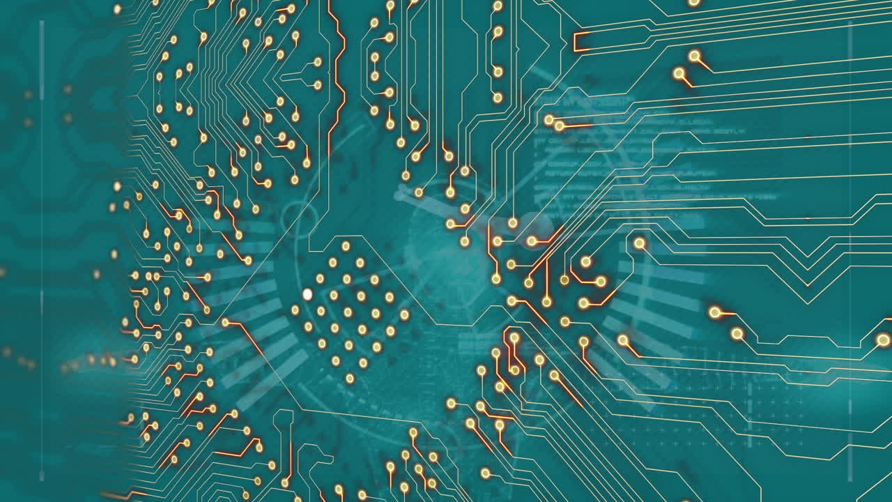 연결 네트워크와 프로세서 소켓의 애니메이션이 파란색 바탕에 있습니다.