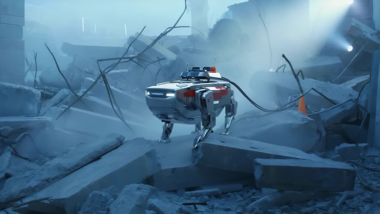 Rescue Robot Dog in Disaster Zone