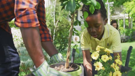 family gardening together