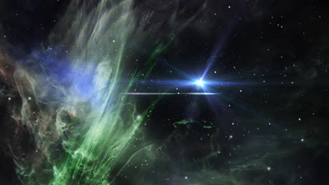 green nebula in the space 4k