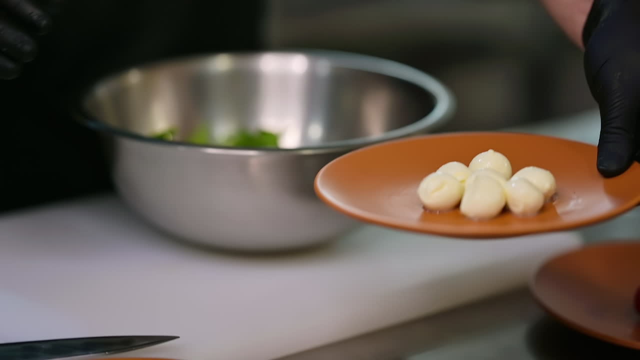 Cooking at professional kitchen. Close up of professional chef cooking at restaurant kitchen