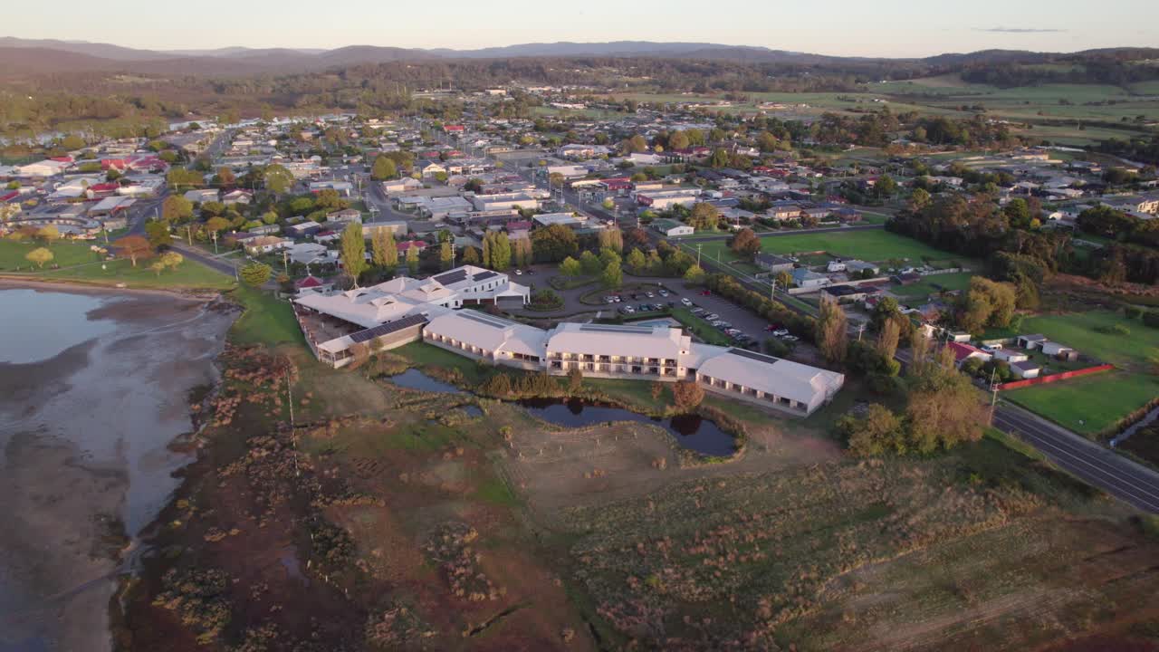 Aerial orbit eco friendly resort in Saint Helens, Tasmania