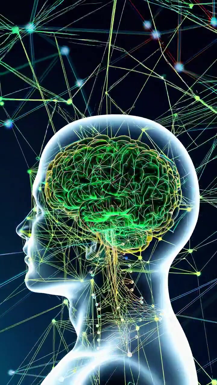 Modello digitale di cervello umano con connessioni neurali
