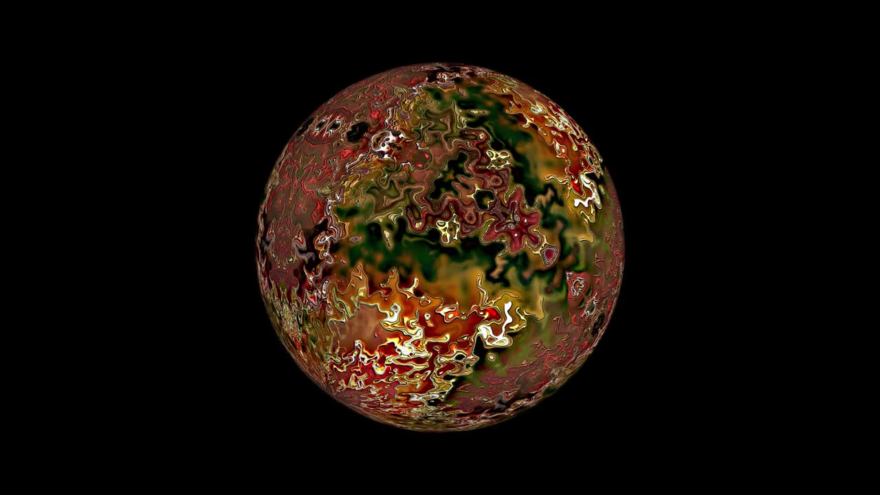 4k 3d abstracto dorado brillante verde rojo brillante esfera en movimiento bola giratoria con textura de superficie morphing canal alfa aislado utilizando prores de tiempo rápido 4444. elemento de efecto místico de tecnología de ciencia ficción.