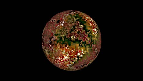 4k 3d abstract shiny gold green red glittering sphere moving rotating ball with surface texture morphing isolated alpha channel using quicktime prores 4444. sci-fi technology mystical effect element.