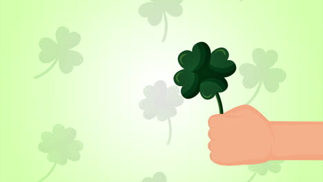 st patricks day animated card with clovers leafs