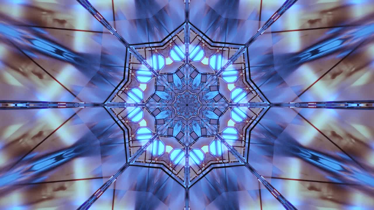 Vivid tunnel video loop showcases a rotating kaleidoscope of colors and lines. The seamless motion engages viewers, creating a captivating atmosphere for relaxation or entertainment