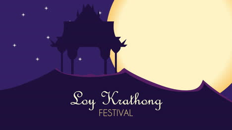 loy krathong lettering with fullmoon animation