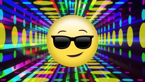 cara con gafas de sol emoji y patrones coloridos