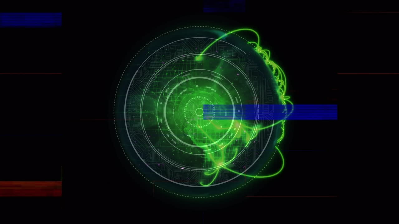 animación de la interfaz digital sobre un fondo oscuro