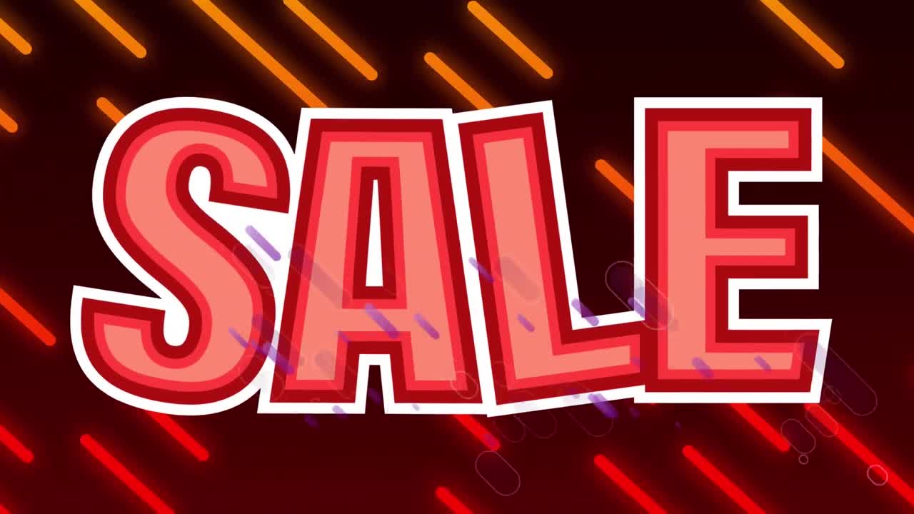 animación de senderos en movimiento sobre texto de venta en fondo negro.