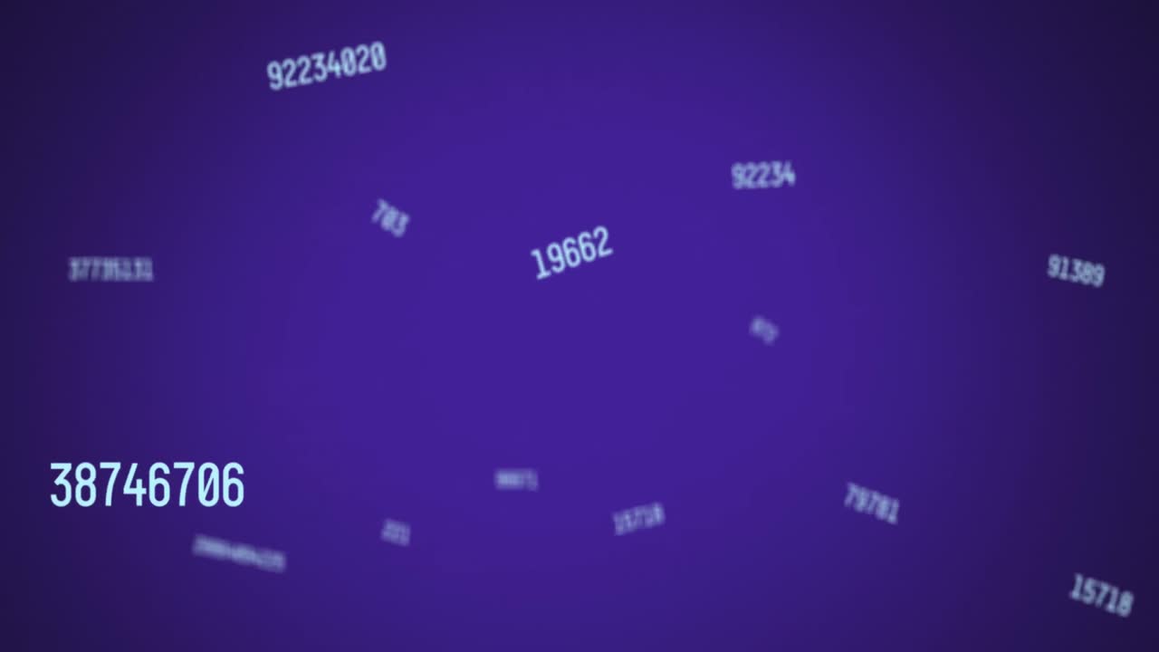 animación de múltiples números que cambian sobre un fondo púrpura