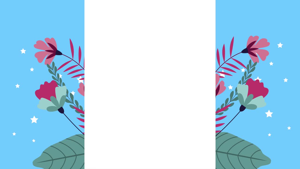 red spring flowers decoration frame in the garden animation