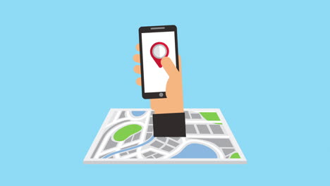 teléfono inteligente con aplicación de tecnología gps